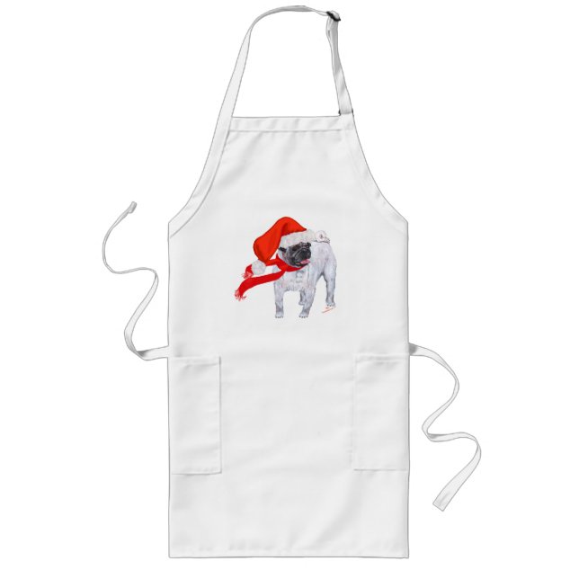 Christmas Pug Long Apron (Front)