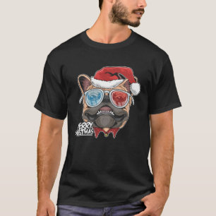 Christmas Pug Puppy Dog Santa Claus cute face  Xma T-Shirt