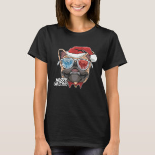 Christmas Pug Puppy Dog Santa Claus cute face Xmas T-Shirt