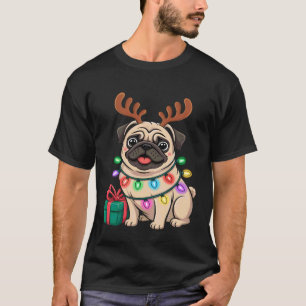 Christmas Pug Reindeer T-Shirt
