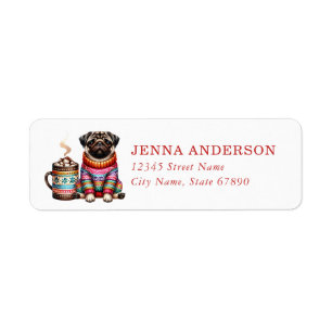 Christmas Pug Return Address Labels