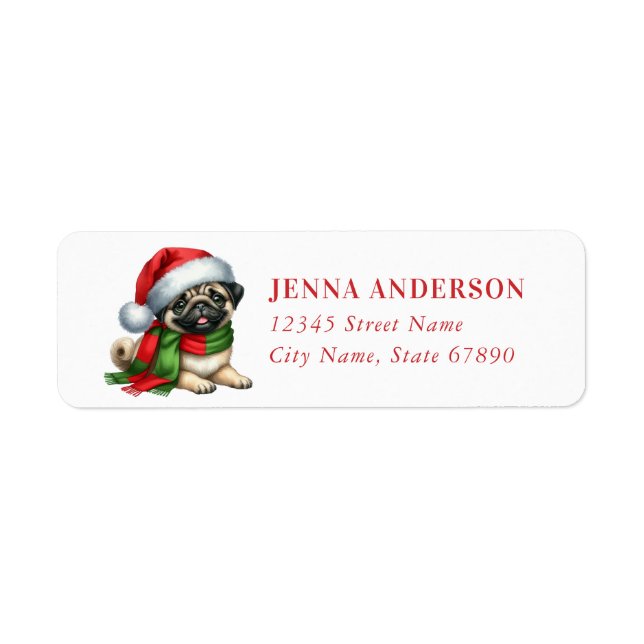 Christmas Pug Return Address Labels (Front)