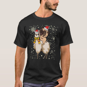 Christmas Pug Riding Llama Santa Pajama Boys Son T-Shirt