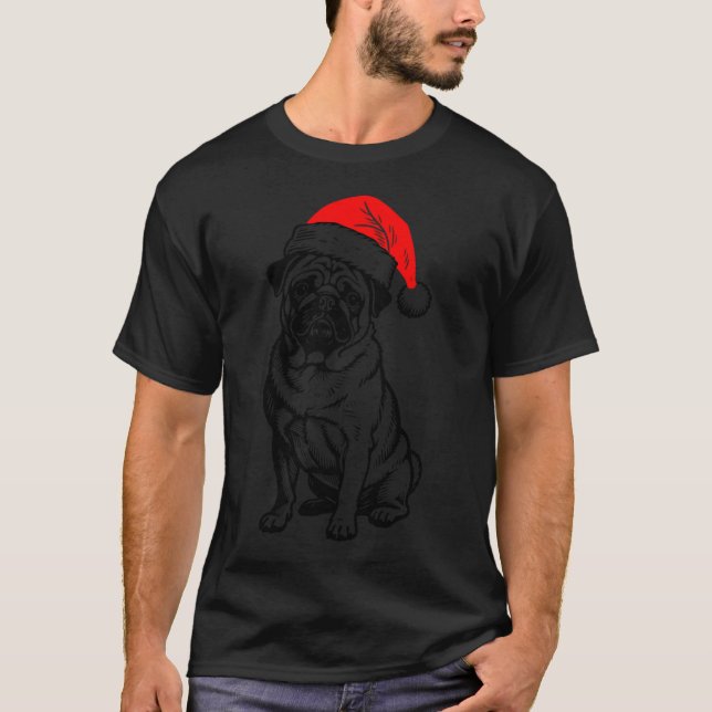 Christmas Pug Silhouette T-Shirt (Front)