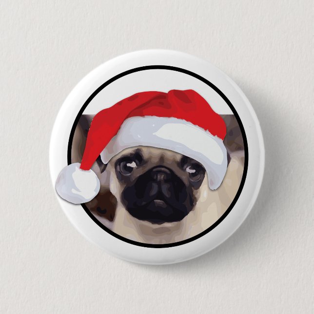 Christmas Pug - Standard, 2¼ Inch Round Button (Front)