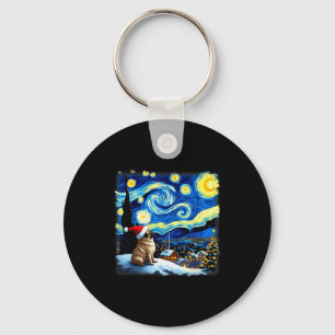 Christmas Pug Starry Night Key Ring