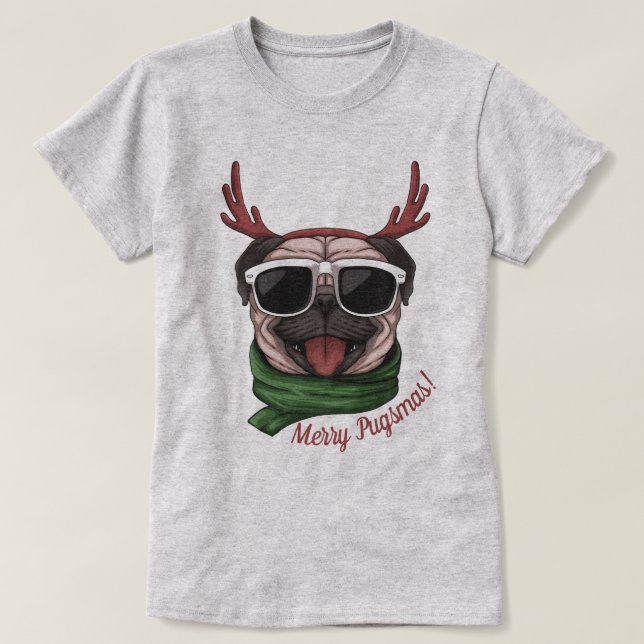 Christmas Pug T-Shirt (Design Front)