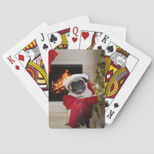 Christmas Pug Waiting for Santa Playing Cards