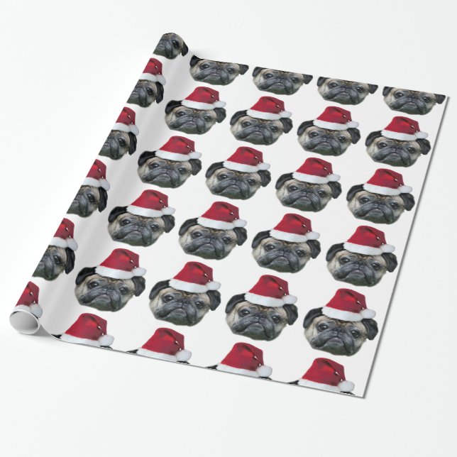 Christmas Pug wrapping paper (Unrolled)