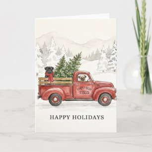 Christmas Pugs Farm Fresh Trees Card