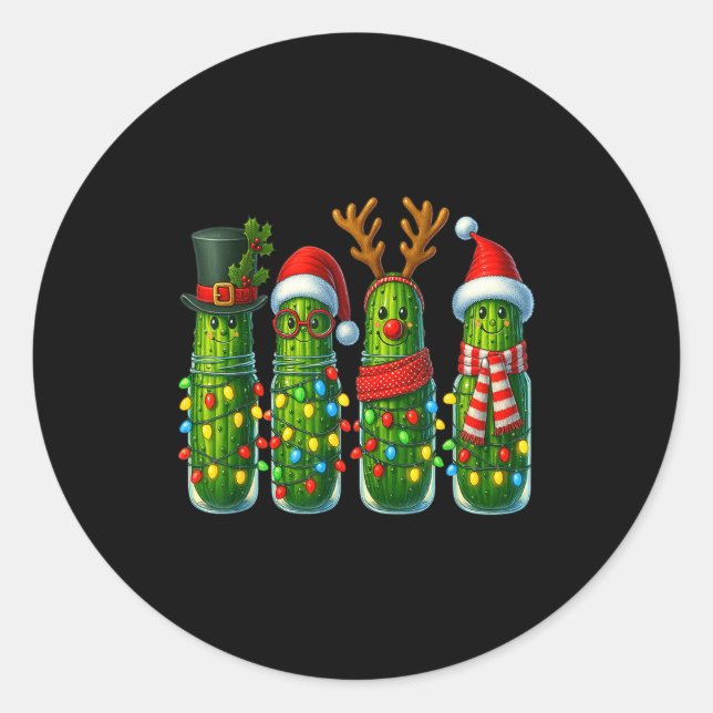 Christmas Pun Ckle Lights Funny Vegetable Holiday  Classic Round Sticker (Front)