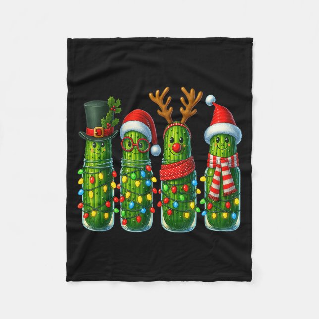 Christmas Pun Ckle Lights Funny Vegetable Holiday  Fleece Blanket (Front)