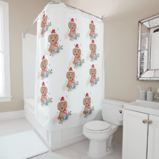 Christmas Puppies Shower Curtain
