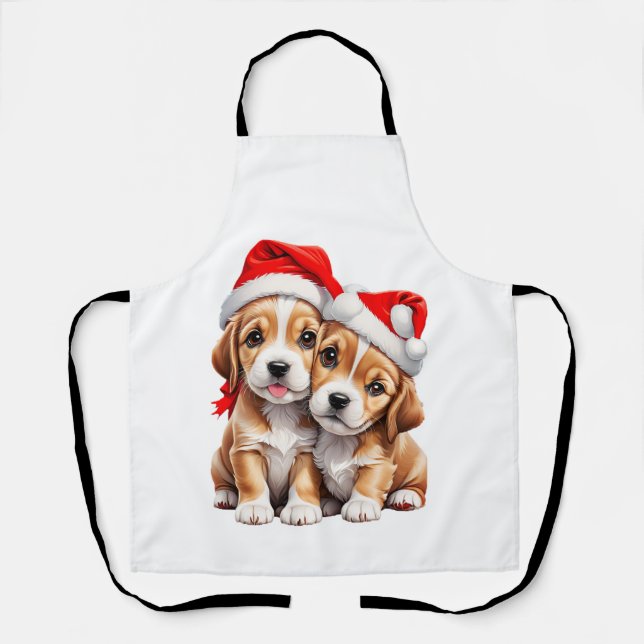Christmas Puppy Dogs Apron (Front)