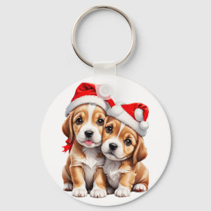 Christmas Puppy Dogs Key Ring