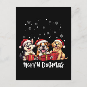 Christmas Puppy Dogs Merry Dogmas Holiday Postcard