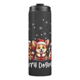 Christmas Puppy Dogs Merry Dogmas Thermal Tumbler