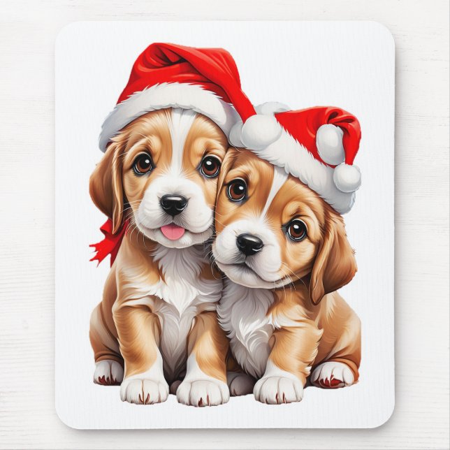 Christmas Puppy Dogs Mouse Pad (Front)