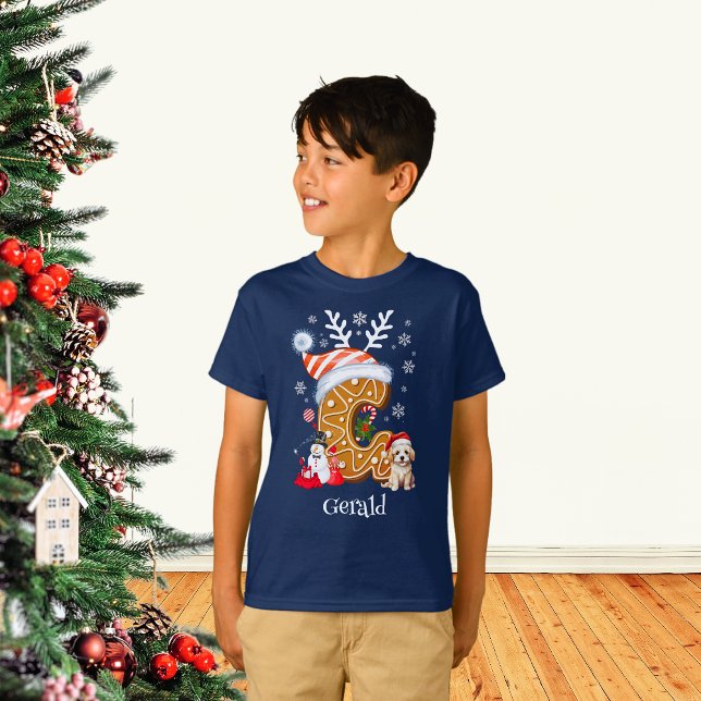  Christmas Puppy Gingerbread Name Letter G Boy  T-Shirt (Creator Uploaded)