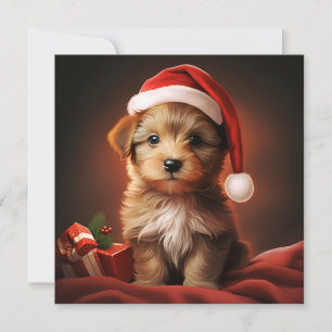 Christmas puppy holiday greeting card