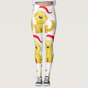 **CHRISTMAS PUPPY IN SANTA'S HAT** CUTE LEGGINGS