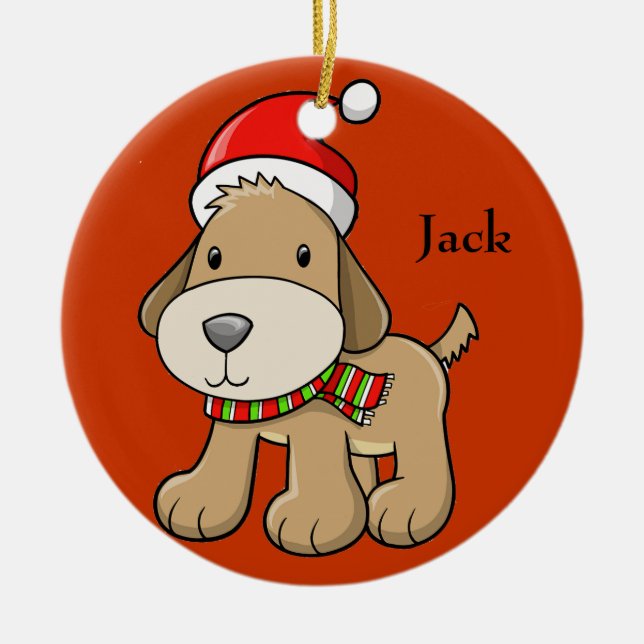 Christmas Puppy "Jack" Ornament (Front)