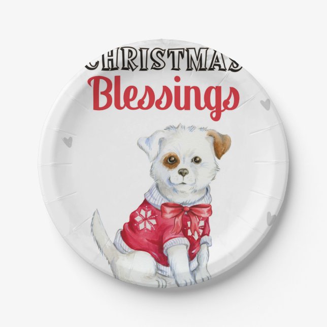 Christmas Puppy Paper Plate (Front)