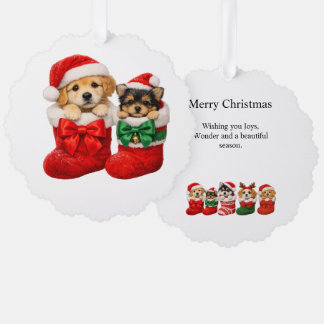 Christmas Puppy Winter Knit Tree Decoration Card