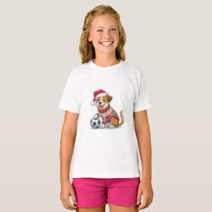 Christmas Puppy with Soccer Ball T-Shirt