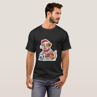 Christmas Puppy with Soccer Ball T-Shirt