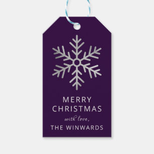 Christmas Purple and Silver Foil Snowflake Gift Tags