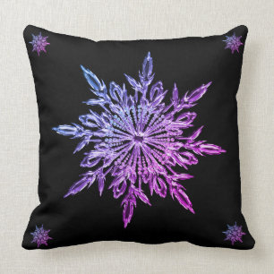 Christmas purple black bling snowflake reversible cushion