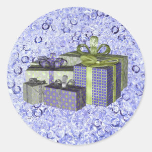 Christmas Purple Blue Crystal Sparkle Holidays Classic Round Sticker