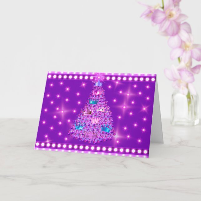 Christmas Purple Crown Tree Greeting Card (Orchid)