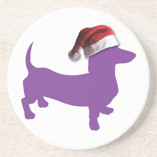 Christmas Purple Dachshund Coaster (Front)