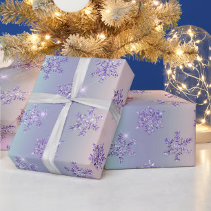 Christmas Purple Pink Snowflake Sparkle Wrapping Paper