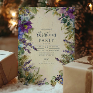 Christmas Purple Poinsettia Elegance Invitation