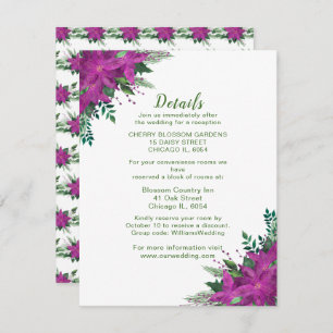 Christmas Purple Poinsettia Wedding Details Enclosure Card