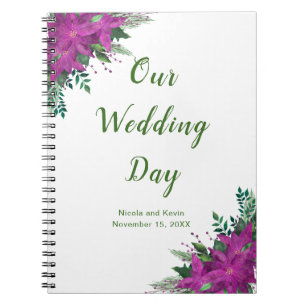 Christmas Purple Poinsettia Wedding Planner Notebook