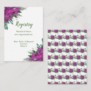 Christmas Purple Poinsettia Wedding Registry Enclosure Card