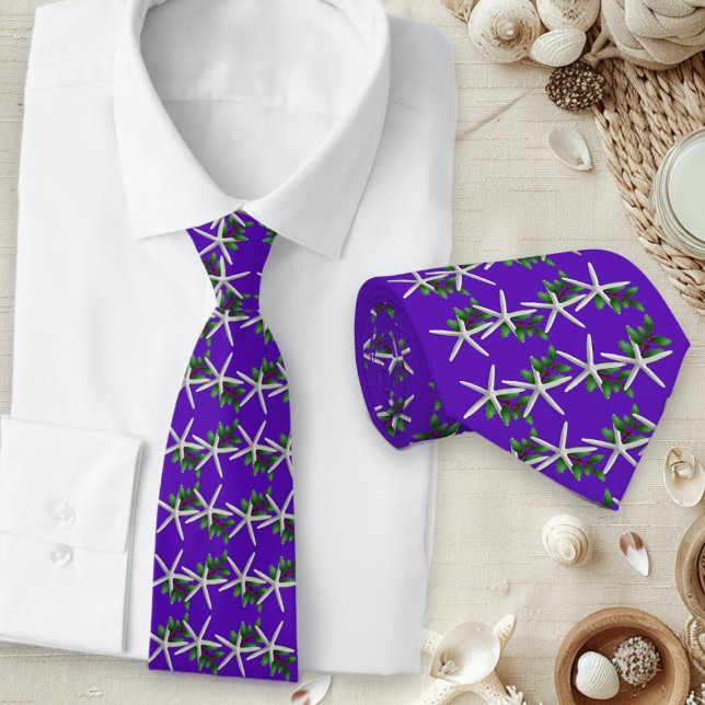 Christmas Purple Starfish pattern tie (Creator Uploaded)