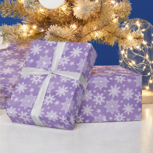 Christmas purple watercolor snowflake party wrap wrapping paper