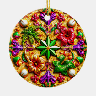 CHRISTMAS Purple Yellow Red Green 3D Ceramic Tree Decoration