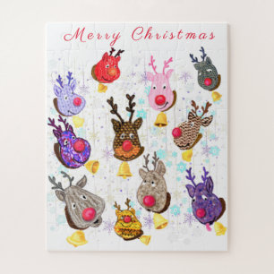 Christmas Puzzle Colourful Toys Deers with Bells