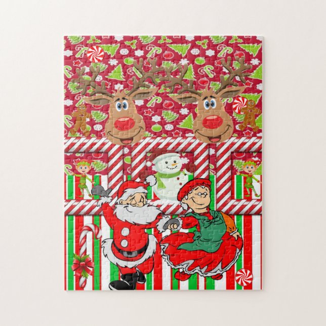 Christmas Puzzle Reindeer Santa Elf Snowman (Vertical)