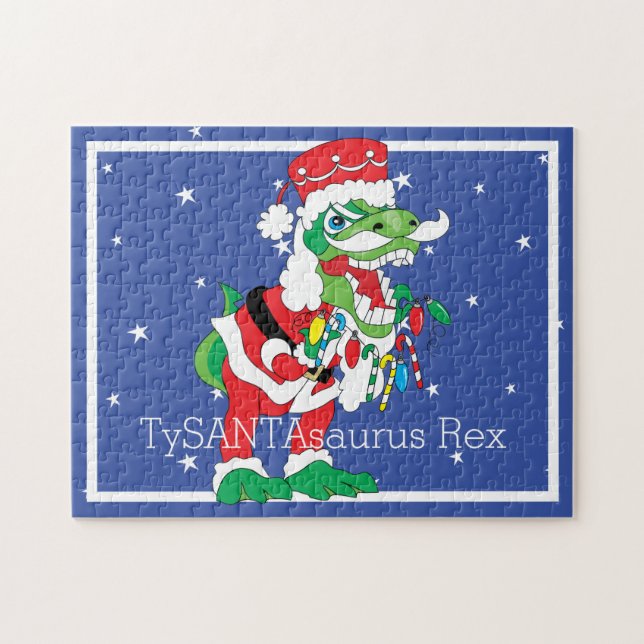 Christmas Puzzle TySANTAsaurus Rex Personalise (Horizontal)