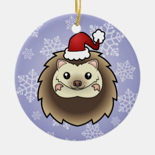 Christmas Pygmy Hedgehog Ceramic Tree Decoration