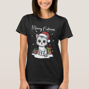 Christmas Pyjamas Cat Outfit Merry Catmas Gifts Ca T-Shirt