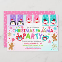 Christmas Pyjamas Party Invitation Holiday Pyjamas