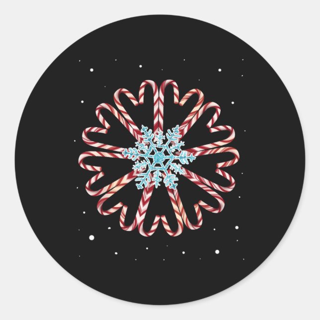 Christmas Pyjamas Snow Snowflake Xmas Gift Candy C Classic Round Sticker (Front)